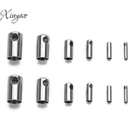 XINYAO 30pcs/lot Stainless Steel Crimp End Cap Jewelry Accessories For Women Diy Necklace Pendant Bracelet Connectors Findings