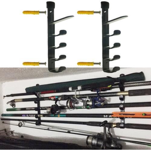 1Set Horizontal Wall Fishing Rod Rack for Fishing Rod Storage Holds up to 5 Rods