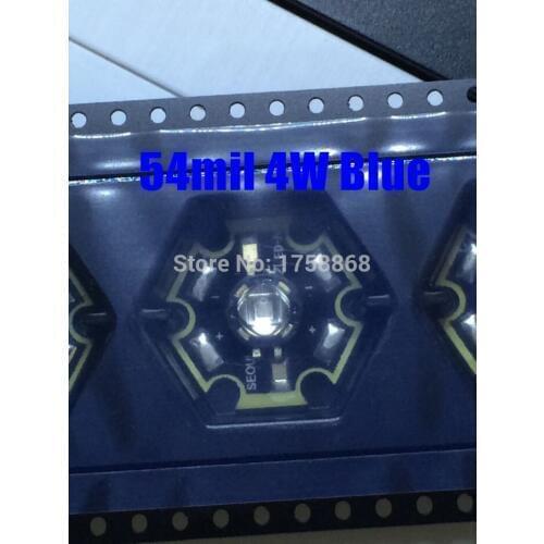 10pcs 54mil High Power 1-4W Blue LED chip Star Heat Sink Aluminum Base plate Board with 20mm Black PCB 0ver 1W LED BLUE