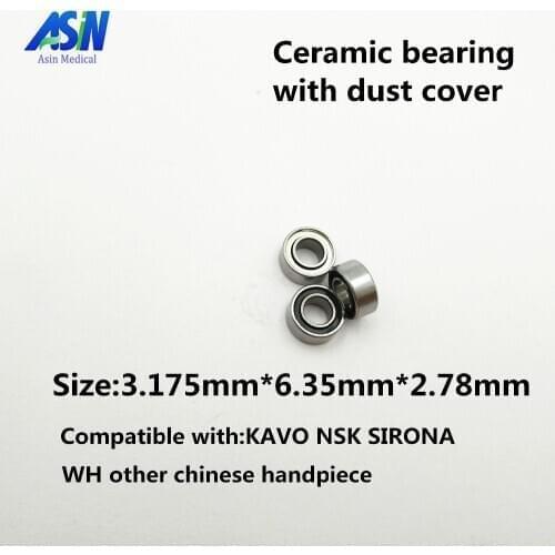 Good Quality 10pc Hot sale ASIN dental ceramic bearing 3.175x6.35x2.78 Ceramic Ball 7/8 beads dental hand piece accessories