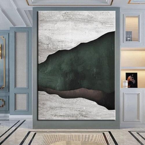 100% Hand Painted Oil Painting Simple Green Gray Abstract Canvas Wall Pictures Art Unframed High Quality Artwork For Decor