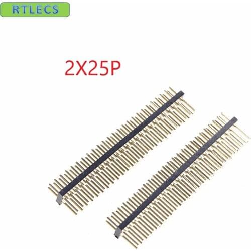 100pcs 2x25 P 50 pin 1.27mm Pitch Pin Header male dual row Male straight gold flash Rohs Reach double rows pitch 1.27
