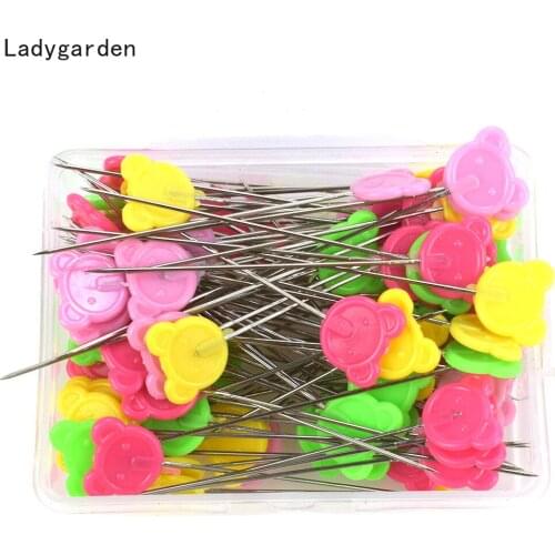 100PCS Metal Plastic Bear Pin Flat Pins Hand Sewing Fixed Sewing Marker Needle DIY Needles Quilting Tool Sewing Accessories