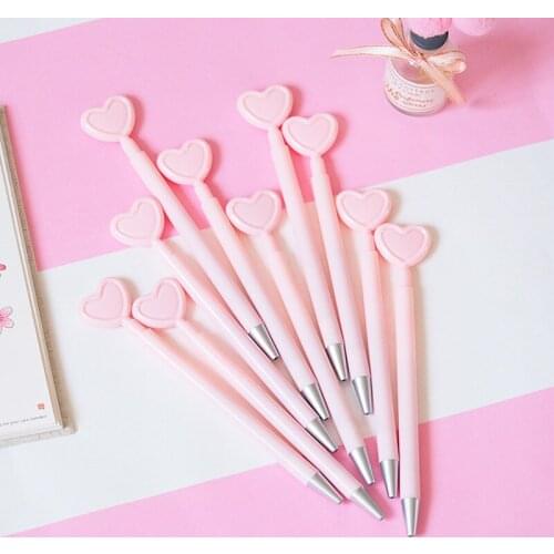 3pcs Creative cute black gel pen Korean version of the small fresh heart pen cover pen candy color pen learning stationery
