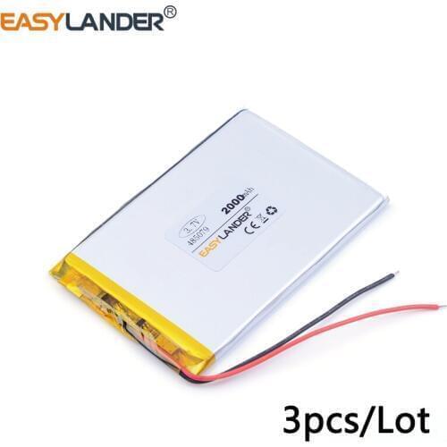 3pcs /Lot 485079 2000mAh 3.7v lithium Li ion polymer rechargeable battery For MP3 MP4 GPS Digital Products andorid phone,toys