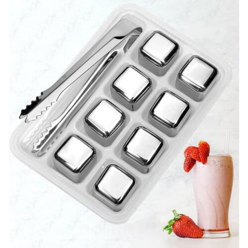 304 Stainless Steel Ice Cubes Reusable Drinks Ice Cube Chills Beer Drinks Storage Tube With Tongs And Tray Kitchen Gadgets