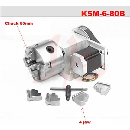 4 Jaw 100mm chuck CNC 4th Axis CNC dividing head for cnc router cnc miiling machine
