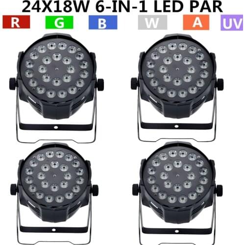 4PCS/ 24X18W RGBWA+UV LED PAR Light dmx512 control DJ light professional stage equipment led wash light