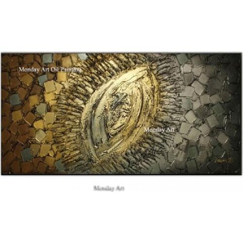 Large Hand Painted Palette Knife Gold Eye Oil Painting Canvas Modern Abstract Wall Art Picture For Living Room Home Decoration