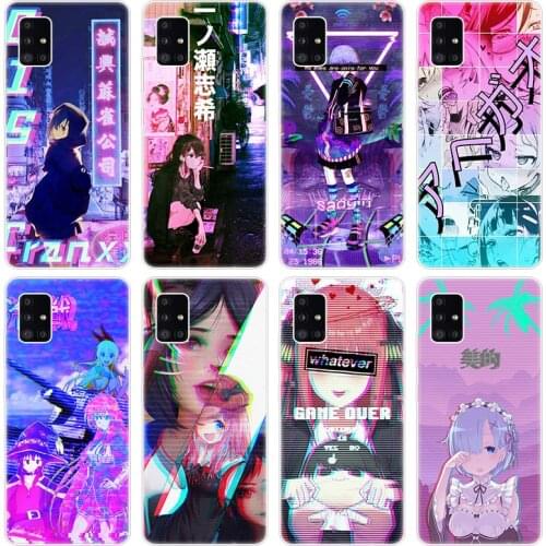 Vaporwave Glitch Anime Case for Samsung Galaxy A12 A02 A03S A21S A22 A32 A52 A72 A82 Quantum 2 S21 Plus FE Ultra M02S M12 Cover