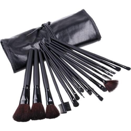 Black 18pcs Makeup Brushes Set Professional Cosmetics Eyebrow Foundation Shadows Kabuki Make Up Beauty Tools Kits + Pouch Bag