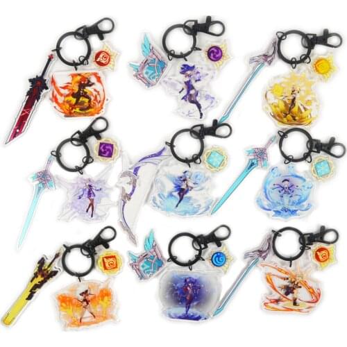Game Genshin Impact Acrylic Keychain Cartoon Figure Pendent Keyring Gift
