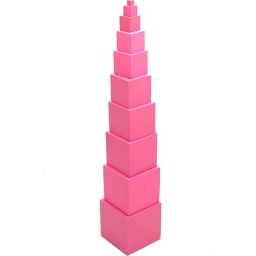 High Quality Wooden Montessori Toys Pink Tower Solid Wood Cube 0.7-7cm Early Preschool Educational Children Day Gift Toys