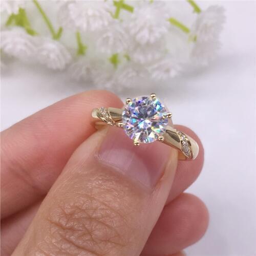 Pure 18K Rose Gold 1ct 2ct 3ct Classic Round Cut Moissanite Ring Diamond ring jewelry Wedding Engagement Ring