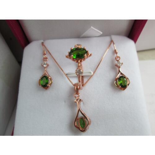 KJJEAXCMY boutique jewels 925 Pure silver inlay natural transparent stone set earrings + pendant + ring