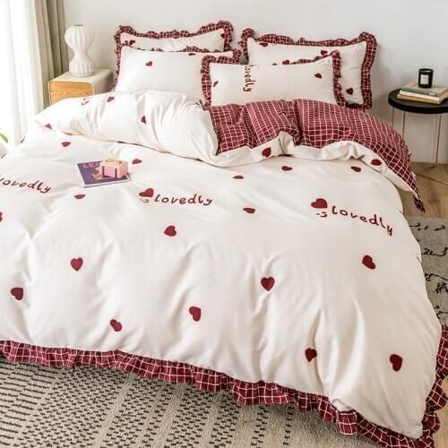 Nordic Simple Bedding Set Cotton Soft Conforter Bed Sheets Pillowcases Bedroom Bedding Set Ropa De Cama Home Textile DB60CD