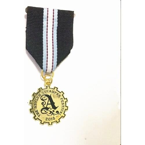 Custom Breast Metal Medal In Gold Plating With Short Ribbon