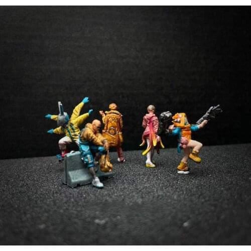 1:64 Scale Resin Die-casting Cyber Style Doll Model Car Model Scene Layout Collection Decoration Toy