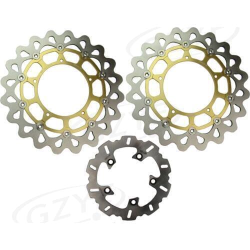 Motorcycle Front Rear Brake Disc Rotors Set for Yamaha YZF R1 2004 2005 2006 Floating Disks Gold 3PCS