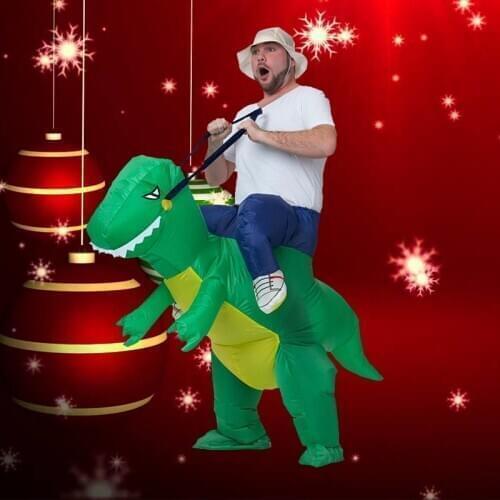 Inflatable Ride on Dinosaur Costume Chileren Kids Adult Suit Dress Cosplay Disfraz Halloween Blow Up Costumes