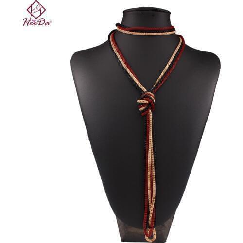 Heeda Kpop New Big Name Long Layers Alloy Necklace Fashion Simple Personality Sweater Chain Women Personality Tie Neck Ornaments