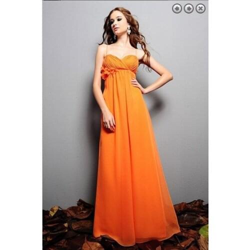 Пайетки free shipping new fashion 2021 dinner plus size brides maid long orange chiffon evening gowns Bespoke Occasion Dresses