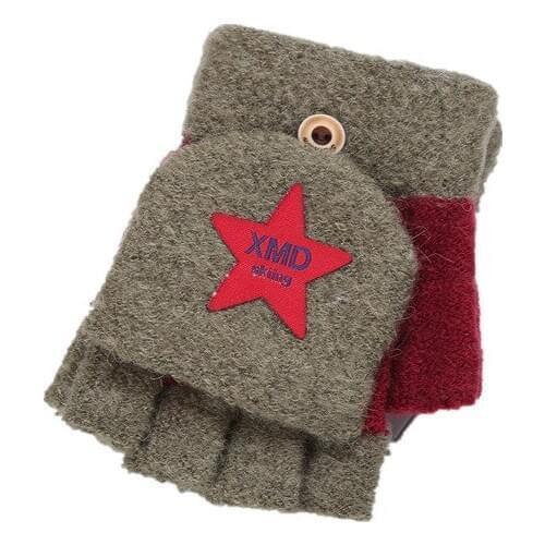 Children boys and girls about 3 to 10 years old students writing anti-freezing flip winter warm wool half-finger gloves 2ST4