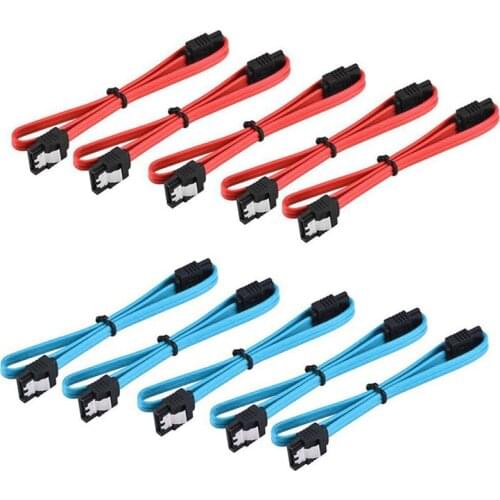 5pcs 18" Straight-Through Connector SATA 3.0 III High Speed 6.0 Gbps Data Cable with Locking Latch Transmission Line Data Cable