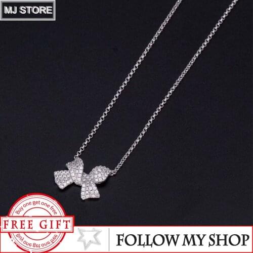 Adjustable S925 Sterling Silver Bow Necklace Banquet Simple Fashion Personality High-end Luxury Brand Monaco Jewelry Woman Gift