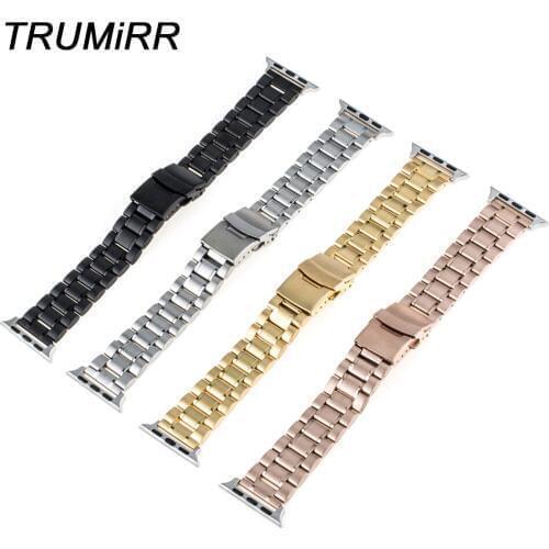 Stainless Steel Watchband with Adapters for iWatch Apple Watch / Sport / Edition 38mm 42mm Band Safety Clasp Strap Link Bracelet
