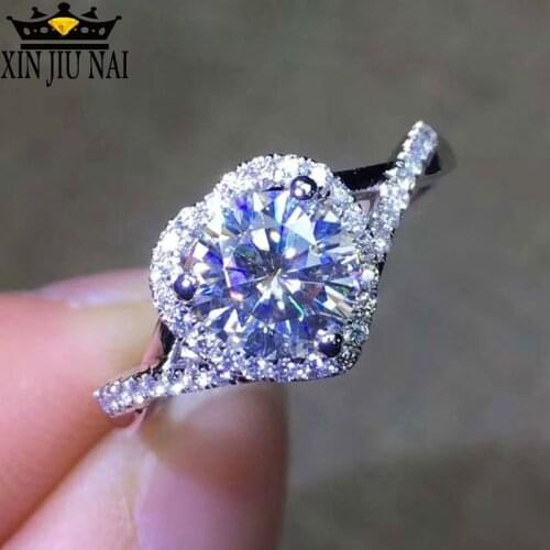 Romantic female heart-shaped crystal large white zircon engagement wedding party suggestion ring jewelry