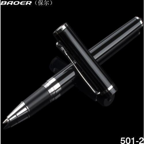 1pc/lot Silver clip Rollerball Pen Baoer 521 Black Ink Refill Business Office Sign Pens School Supplies Writing Stationery
