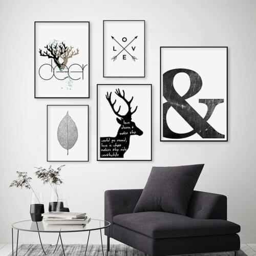 Self-adhesive Wall Stickers Painting Deer Love Symbol Poster Pictures Wall Decor Wall Art Posters and Prints Home Decoration
