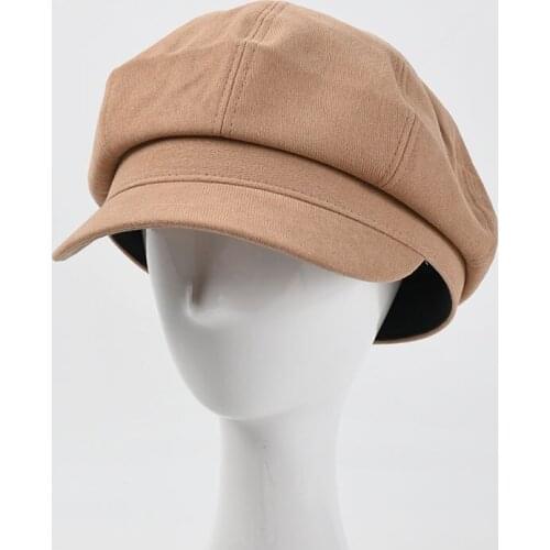 Hat Women Solid Color Casual Octagonal Hat Female Autumn And Winter New Simple Bud Cap Literary Retro Newspaper Childrens Hats