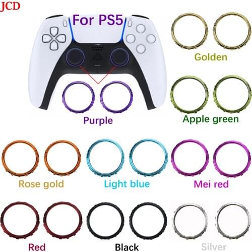 JCD 1set=2pcs Replacement Accessories Chrome Thumbstick Accent Rings for Sony Playstation 5 DualSense 5 PS5 Controller