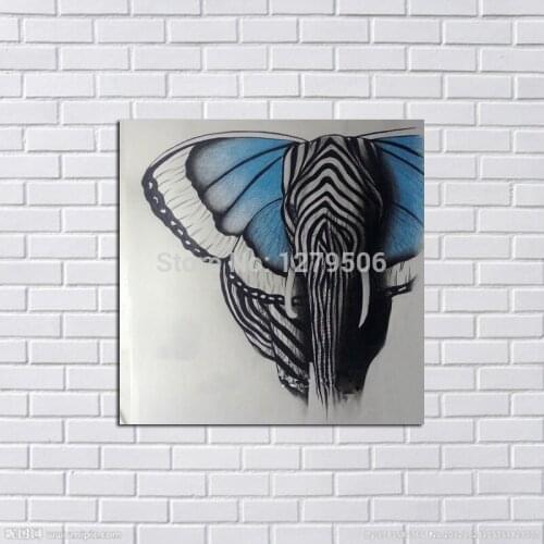 Modern Abstract Oil Painting 100%Hand painted on Canvas Wall Art Posters Decorative Watercolor Elephant Pictures for Living Room