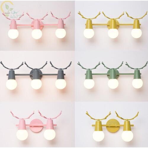 Modern Deer LED Wall Lamp For Bedroom Colourful Wall Sconce Luminaira Metal Bedside Lights Kids Wall Mount Kitchen Light