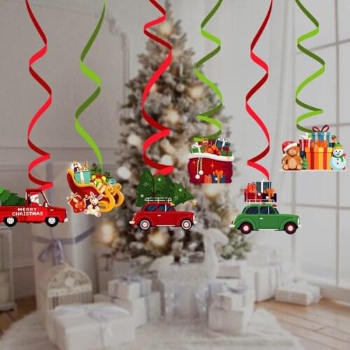 6pcs Christmas Foil Spiral Ceiling Hanging For Xmas Party Home Living Room Decor Ornament Xmas Navidad Natal New Year 2022