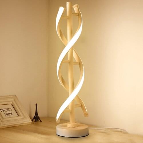 12W LED Spiral Table Lamp Modern Minimalist Design Curved Strip Warm White Light Acrylic Lighting Living Room Bedroom Decoration