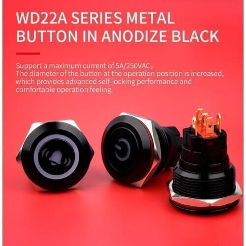 WD22mm Symbol style Led switch 4pin High Flat Head Push Button Switch