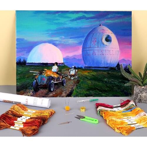 Landscape Evening In The Mountains Printed Fabric 11CT Cross-Stitch Complete Kit Embroidery DMC Threads Craft Promotions