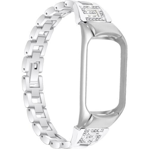 Delicate Watchbands Rhinestone Stainless Steel Strap For Xiaomi Mi Band 4 / 3 Wristband Bracelet Fashion Women Replacement Strap