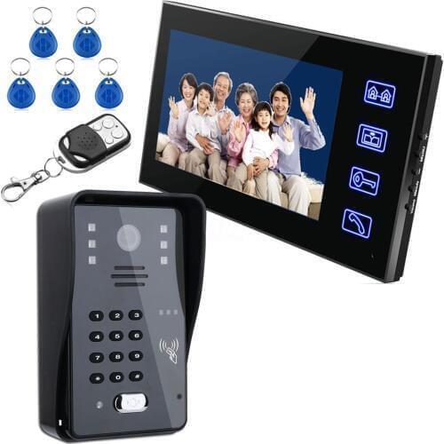 7inch Video Door Phone Intercom Doorbell With RFID Password IR-CUT 1000TV Line Camera Wireless Remote Access Control System