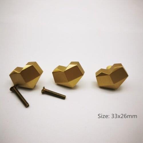 1Pc Love Heart Furniture Handles Solid Brass Single Hole Drawer Cabinet Door Wardrobe Locker Handle Diy Knobs