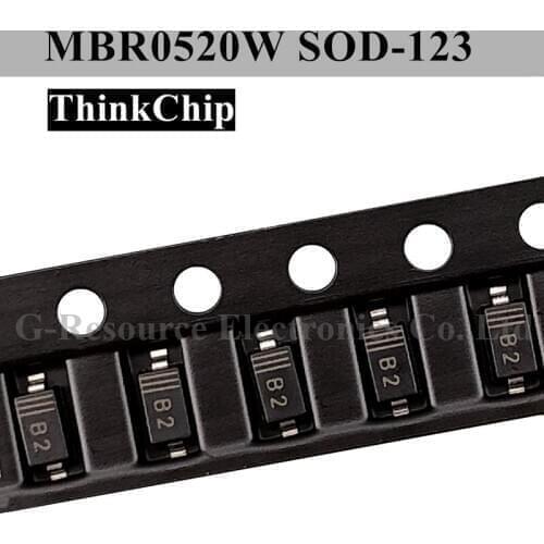 100pcs) MBR0520W SOD-123 1206 SMD Schottky Diode MBR0520 SOD123 (Marking B2)