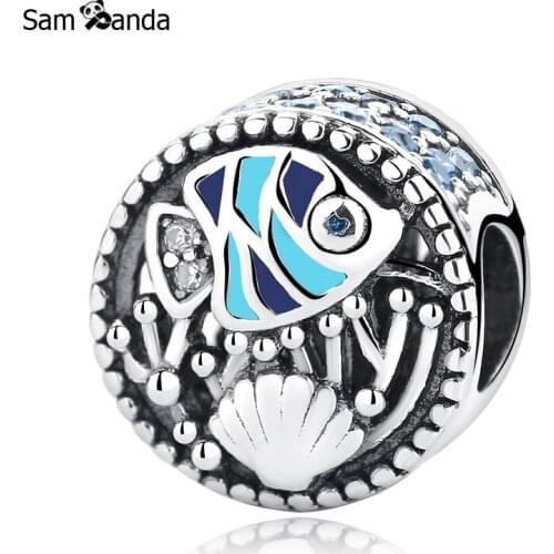 2018 New Authentic 925 Sterling Silver Charm Bead Ocean Life Fish Shell Charms Fits Bracelets Bangles Women DIY Jewelry
