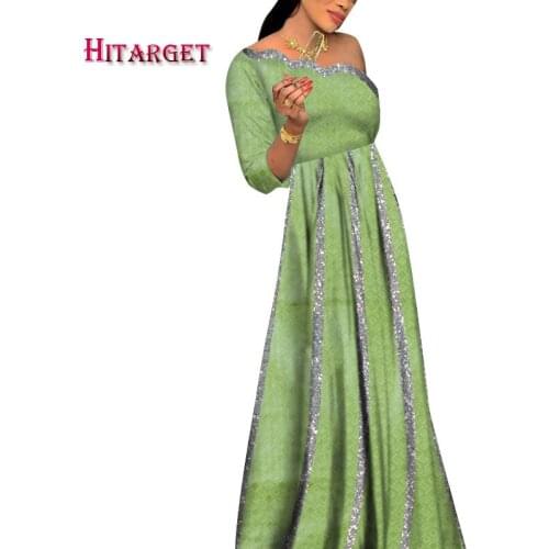 2021 Fashion African Sexy Lady Dress Wedding/Party/Evening Dashiki Glitter Decoration Traditional African Women Clothing WY8885