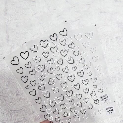 3D Geometric Heart Lines Nail Stickers Pink Heart Nails Accesorios Manicure Sliders Nail Art Decorations Designer Nail Foil