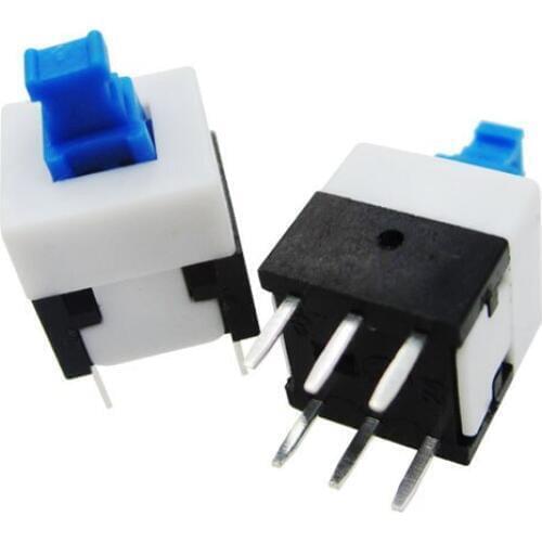 50PCS/LOT 8*8 Self Locking Switch 8mm x 8mm Miniature Self-locking Switch Push Rectangle Button 6-pin