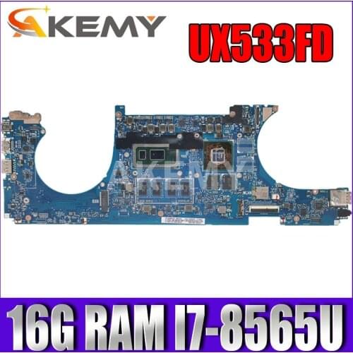 Akemy For ASUS ZenBook 15 UX533FN UX533FD UX533F UX533FDX Laotop Mainboard Motherboard 16G RAM I7-8565U (V2G)